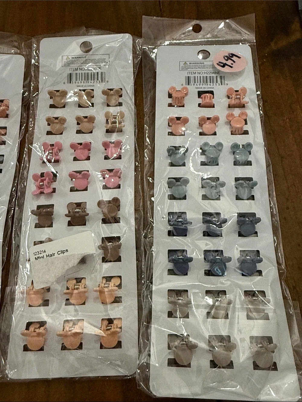 Set of 4 small Mickey Mouse hair clips